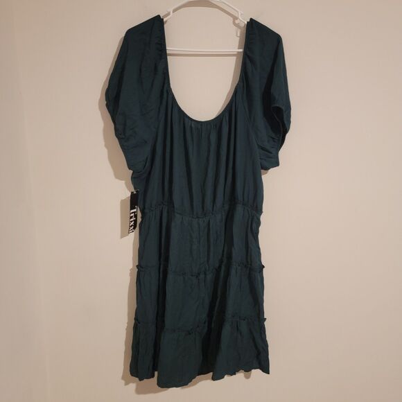 Trixxi Womens Dress Size 3X‎ Green Tiered Boho Peasant Cottagecore Midi Dress - Picture 3 of 6